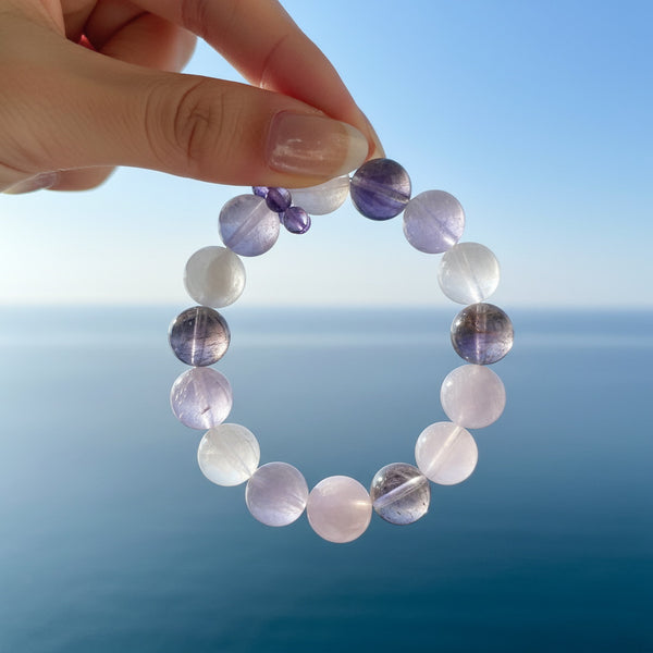 Rose Quartz & Amethyst Dual Crystal Bracelet | Love & Wisdom Healing Gemstone Jewelry