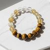 Natural Tiger's Eye Rutilated Quartz Clear Crystal Energy Bracelet - Wealth, Courage & Wisdom