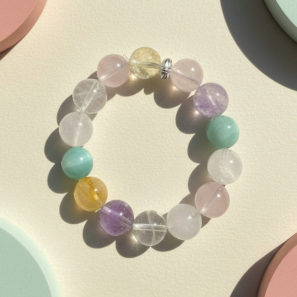 Rainbow Energy Crystal Bracelet - Natural Multi-Gemstone Healing Bracelet for Balance & Fortune
