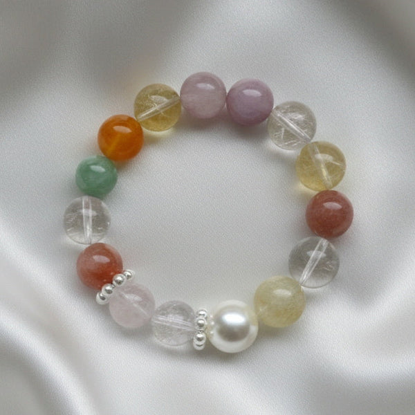 Rainbow Energy Crystal Bracelet - Natural Multi-Gemstone Beaded for Wealth, Luck & Chakra Balance