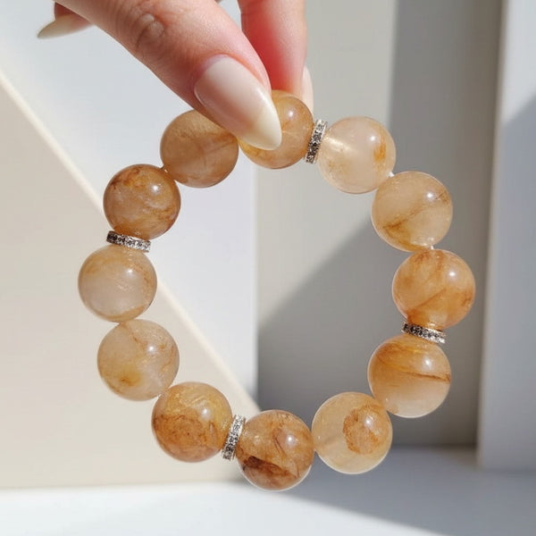 Natural Yellow Garden Quartz Bracelet - Prosperity Accumulation & Healing Energy Crystal Bangle