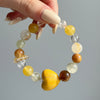 Yellow Citrine Heart Crystal Bracelet | Wealth & Prosperity Natural Gemstone Beads Bangle