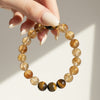 Golden Rutilated Quartz & Tiger's Eye Bracelet - Natural Crystal Energy Healing Bracelet for Wealth, Protection & Career