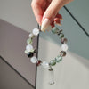 Natural Phantom Green Quartz, Green Fluorite & White Quartz Crystal Bracelet - Wisdom & Clarity | Energy Purify | Wealth & Protection
