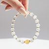 Natural Moonstone & Amber Bead Bracelet - Gentle Healing & Good Fortune Guardian