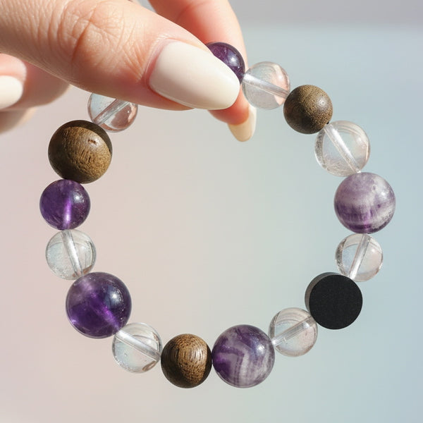 Premium Amethyst Agarwood Energy Bracelet - Natural Crystal & Rare Honey-Scented Healing Charm